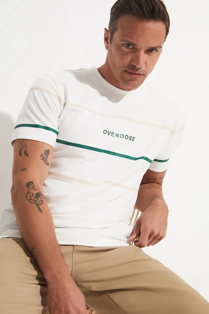 JUNE Men's Regular Fit Crew Neck Printed T-Shirt