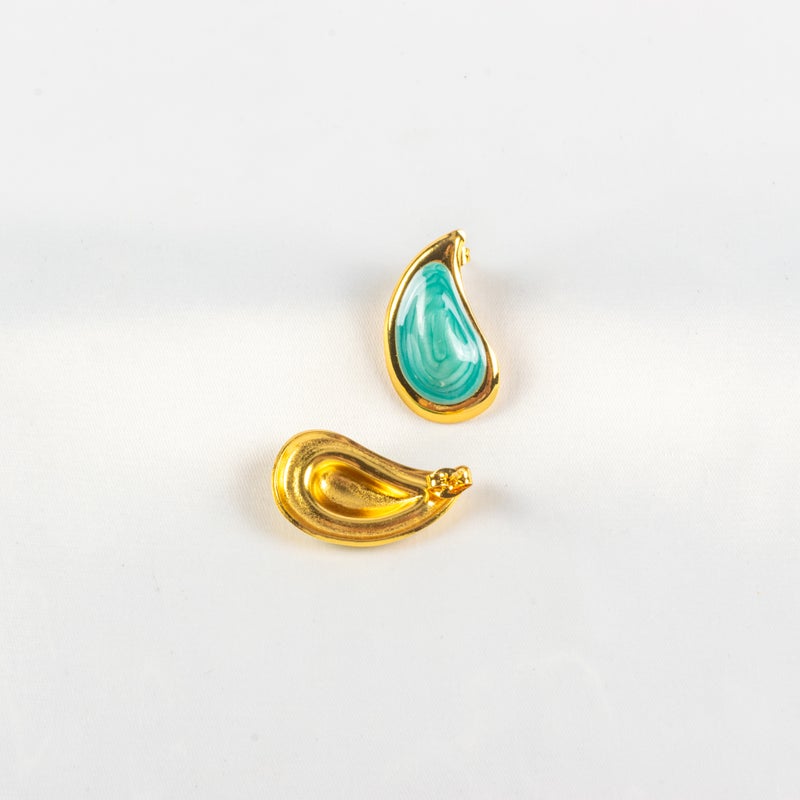 حلق أستانليس ستيل ذهبي × أخضر - Image 2