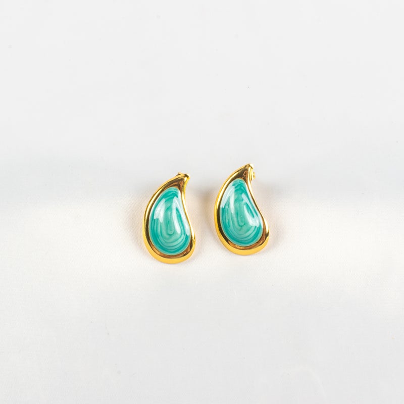 حلق أستانليس ستيل ذهبي × أخضر - Image 1