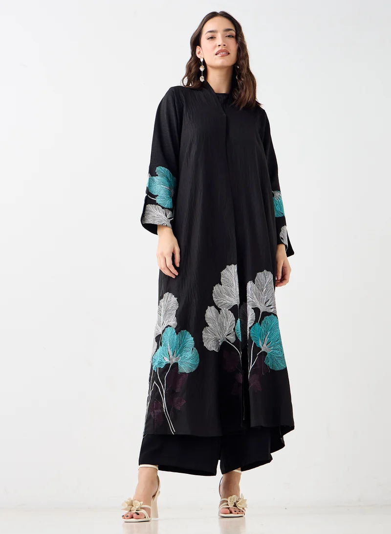 Hadiyath Al Madinah Floral Embroidered Abaya - HM