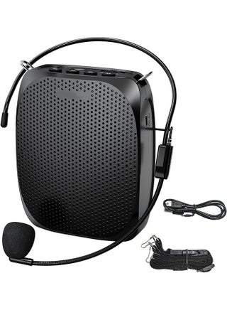 Voice Amplifier Teachers,Megaphone Speaker Portable PA System with Microphone Headset(Work of 12hours) Supports MP3 Format Audio for Tour Guides Coaches Yoga Fitness Instructors(Black) - pzsku/Z8F66C98DB7D5F3CB8216Z/45/_/1704853854/de54276e-4ef8-45f8-a22b-89813433c324