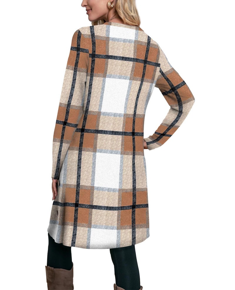 OFEEFAN Fall Dresses for Women 2025 Sweater Dress Long Sleeve Dress for Women Early Fall Fashion Casual Winter Dresses 2025 Plaid M - Image 5