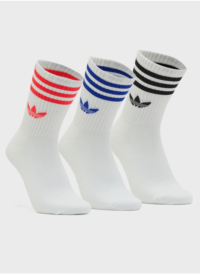 اديداس اوريجينالز 3 Pack 3-Stripe Crew Socks