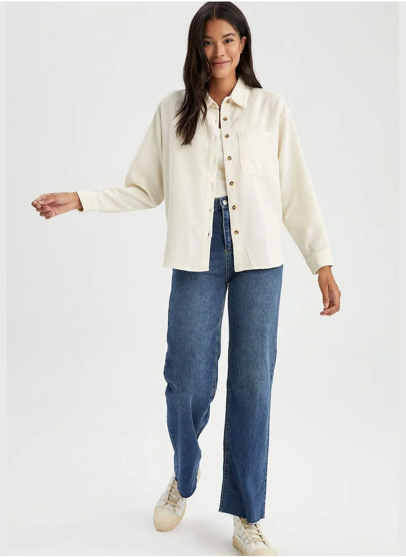 DeFacto Relax Fit Long Sleeve Crop Shirt