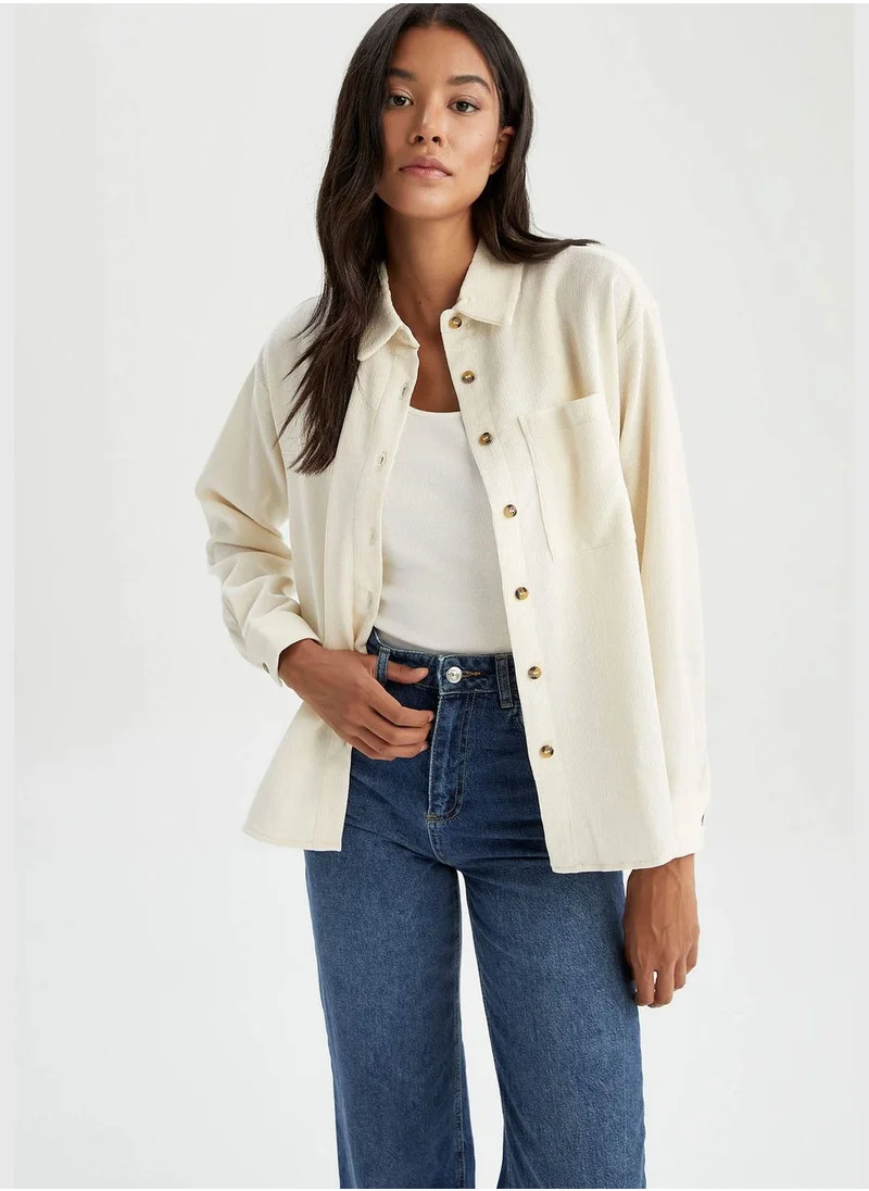 DeFacto Relax Fit Long Sleeve Crop Shirt