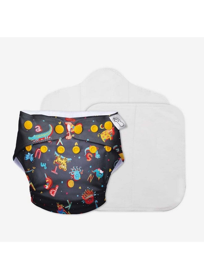 Superbottoms SuperBottoms UNO Freesize Cloth Diaper | Cloth diaper for babies 3M to 3Y | Comes with cloth diaper inserts | 1 Organic cotton Soaker + 1 Booster | Hungry Caterpillar - Image 1