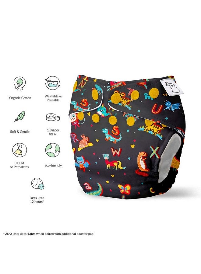 Superbottoms SuperBottoms UNO Freesize Cloth Diaper | Cloth diaper for babies 3M to 3Y | Comes with cloth diaper inserts | 1 Organic cotton Soaker + 1 Booster | Hungry Caterpillar - Image 5