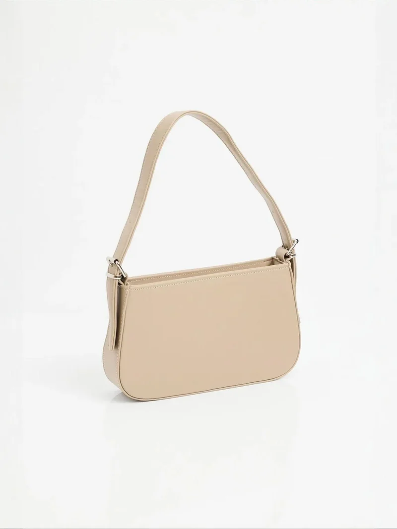 Big Dart Beige Natural BDART Solid Woven Zipper Shoulder Bag for Women | Best Price UAE