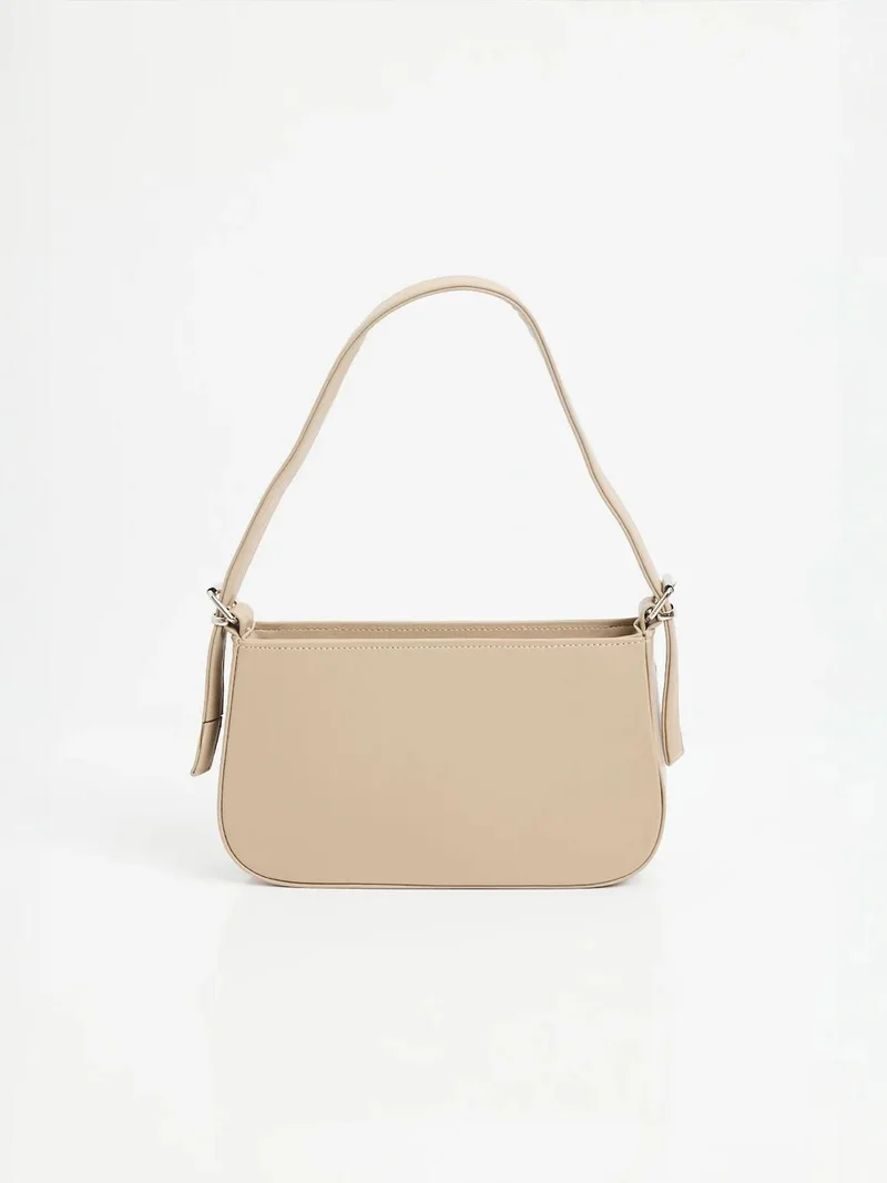 Big Dart Beige Natural BDART Solid Woven Zipper Shoulder Bag for Women | Best Price UAE