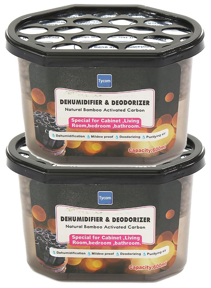 TYCOM Moisture Absorber Boxes Set （2Pack）, Fragrance Free Dehumidifier for Closet, Kitchen, Study and Bathroom, 600ml Each Humidity Absorber (2 Pack) - Image 1