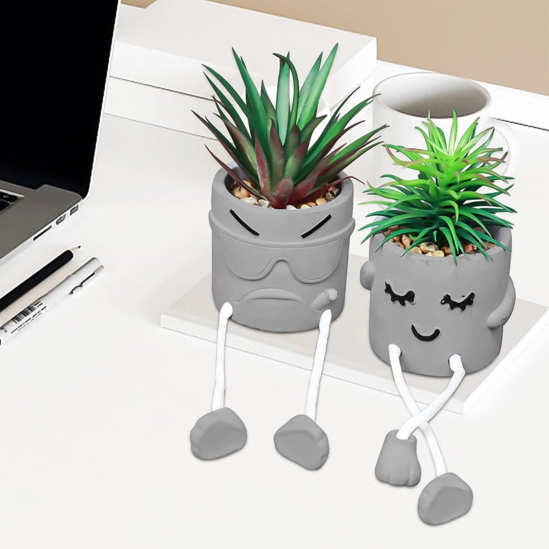 Zerzsy Artificial Succulent Set  Succulents Plants Artificial  Fake Mini Plants in Pots  Faux Plants Kitchen Shelf Desk Decor  Small Bathroom Decor for Shelves (3 PCS Set/B) - Image 2