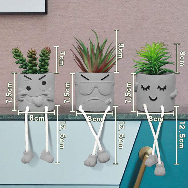 Zerzsy Artificial Succulent Set  Succulents Plants Artificial  Fake Mini Plants in Pots  Faux Plants Kitchen Shelf Desk Decor  Small Bathroom Decor for Shelves (3 PCS Set/B) - Image 4