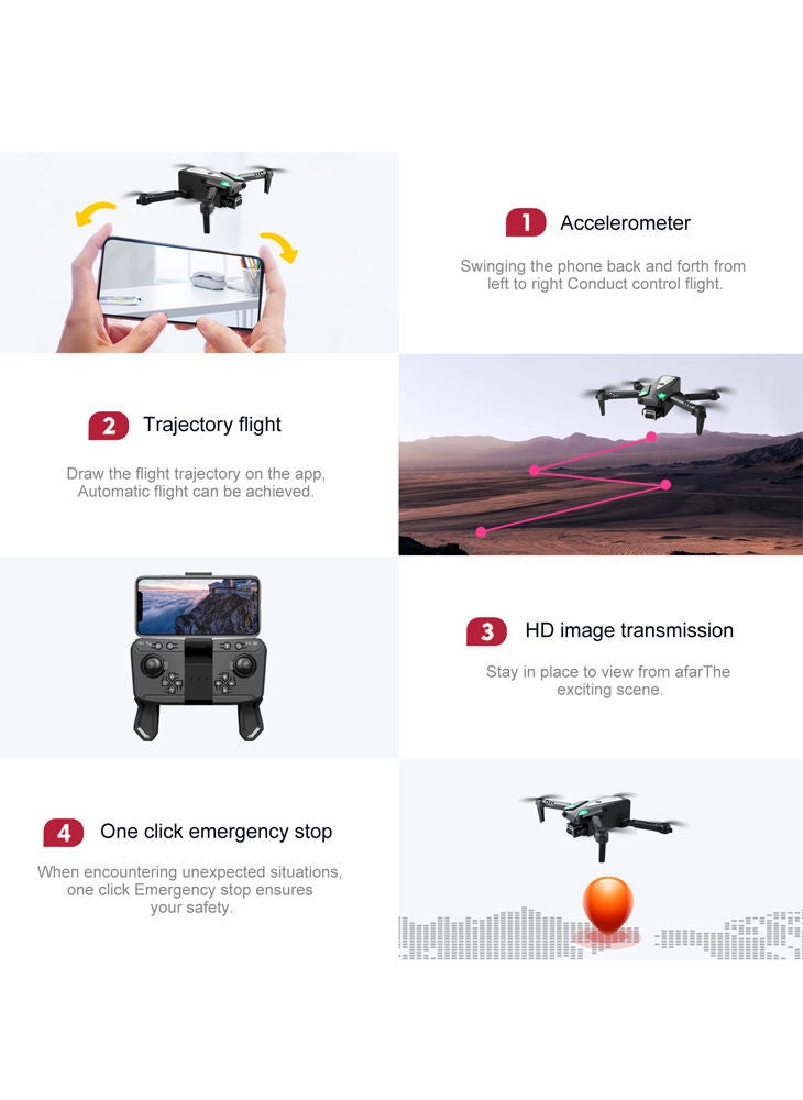 s125 WiFi FPV 4K Camera Drone Headless Mode Dual Camera Drone 2 Batterires Black Suitable for Beginners and Kids