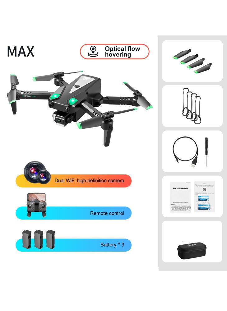 s125 WiFi FPV 4K Camera Drone Headless Mode Dual Camera Drone 2 Batterires Black Suitable for Beginners and Kids