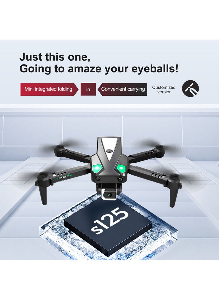 s125 WiFi FPV 4K Camera Drone Headless Mode Dual Camera Drone 2 Batterires Black Suitable for Beginners and Kids