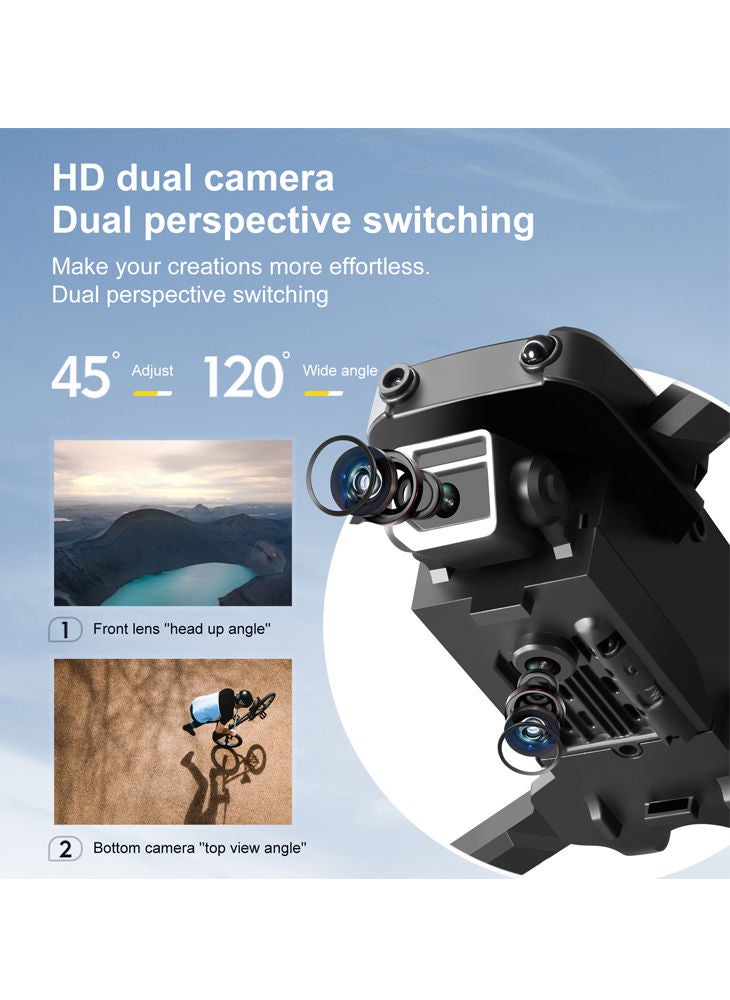 s125 WiFi FPV 4K Camera Drone Headless Mode Dual Camera Drone 2 Batterires Black Suitable for Beginners and Kids