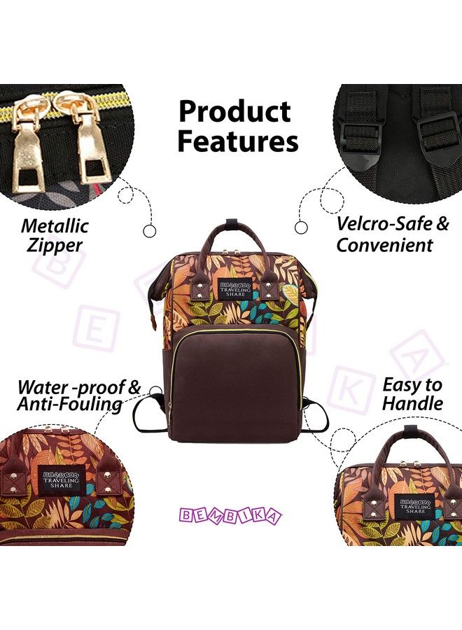 BEMBIKA Diaper Bags For Mom And Dad Diaper Bags For Mom And Baby Mummy Bag For Multi Function Waterproof And Large Capacity (Leaf Brown)  - Image 5