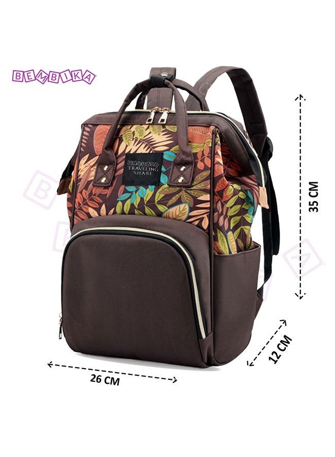 BEMBIKA Diaper Bags For Mom And Dad Diaper Bags For Mom And Baby Mummy Bag For Multi Function Waterproof And Large Capacity (Leaf Brown)  - Image 4