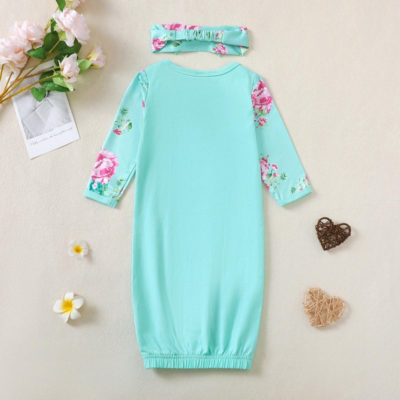 AMAWMW Newborn Baby Girl Floral Sleeper Gowns Little Sister Nightgown Outfit Baby Girl Shower Gifts Stuff Essential Item - Image 3