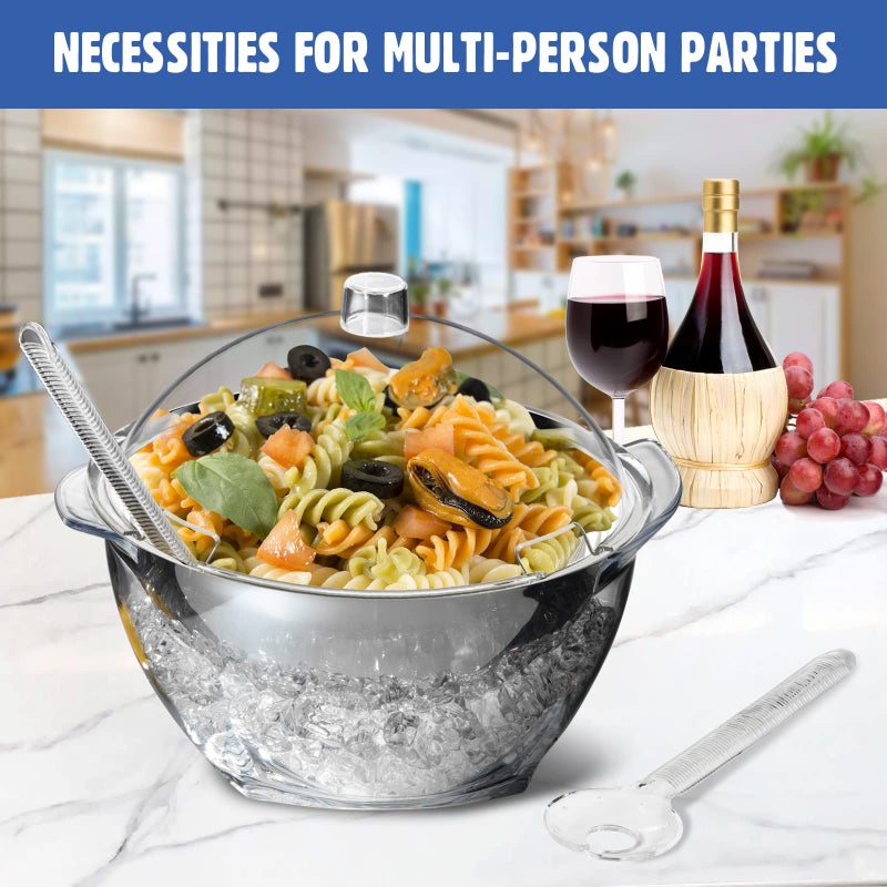 LIMOEASY Iced Salad Bowl, 4.5 Qt Large Chilled Serving Bowl with Lid for Parties, Ice Bowls to Keep Veggie, Fruit, Potato, Pasta Cold, Unique Gift for Women - Image 4