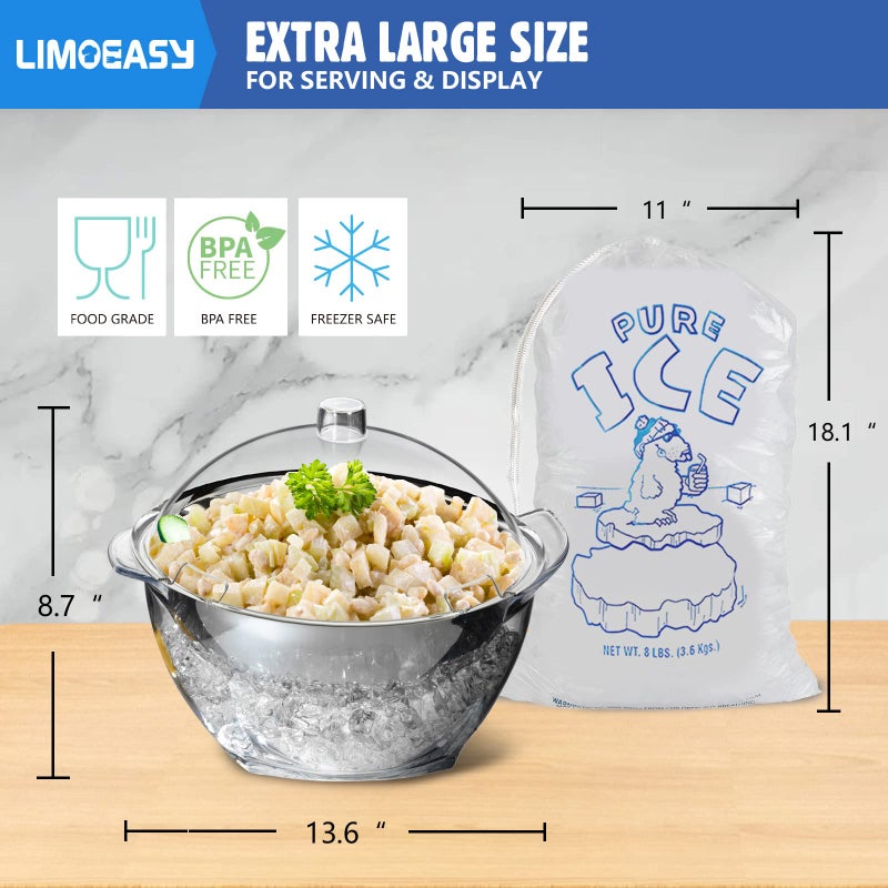 LIMOEASY Iced Salad Bowl, 4.5 Qt Large Chilled Serving Bowl with Lid for Parties, Ice Bowls to Keep Veggie, Fruit, Potato, Pasta Cold, Unique Gift for Women - Image 3