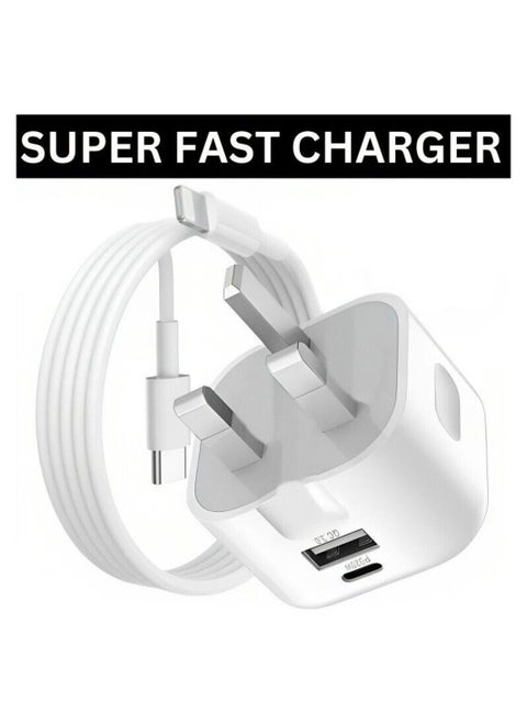For iPhone 14 13 12 11 Pro XR XS Fast Charging 20W USB-C PD Plug Charger & Cable