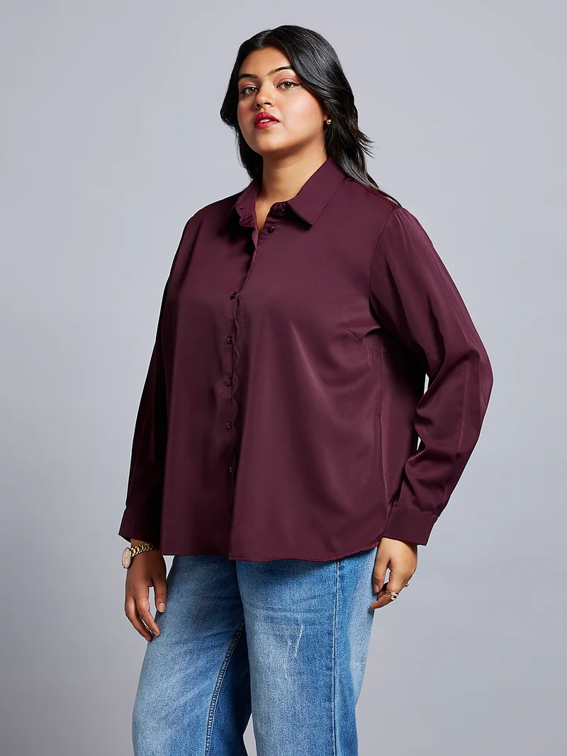 globus Globus Gloplus Women Collared Neck Cuff Sleeves Shirt Style Plus Size Workwear Top