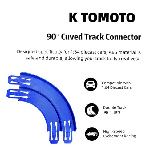 K TOMOTO قطع مسار K TOMOTO المنحنية بزاوية 90 درجة متوافقة مع موصل حلبة سباق هوت ويلز المزدوج 2 عبوة - Image 5