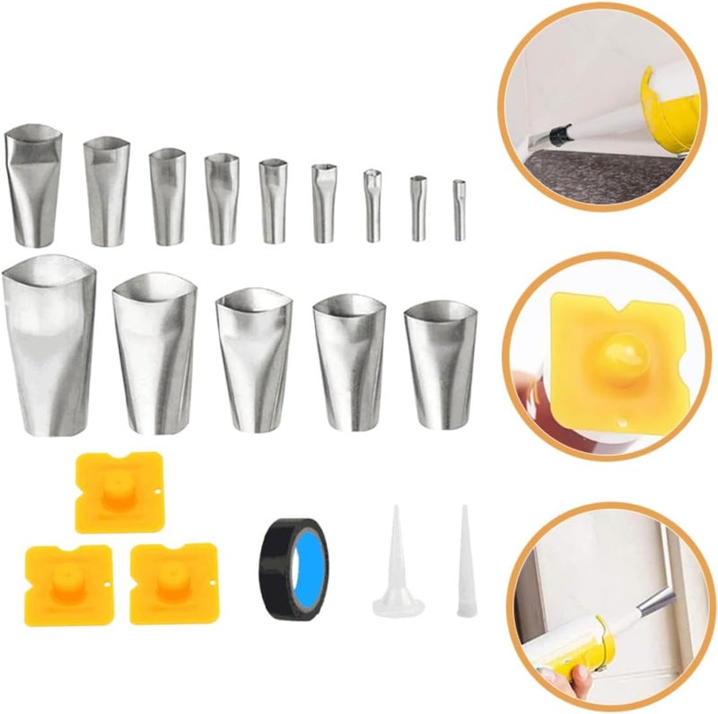 NUOBESTY 20pcs Caulking Nozzles Stainless Steel Sealant Nozzle Glue Tips Professional Caulking Tool for Window Door Sink - Image 3