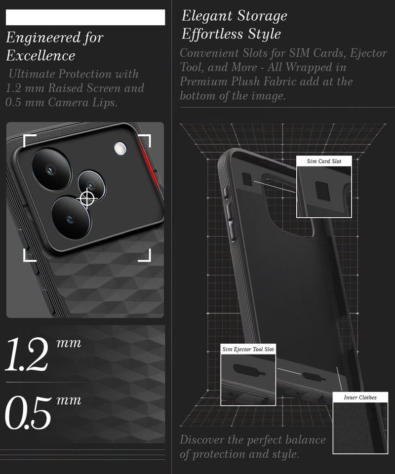 WOW IMAGINE Back Cover for Realme P4 5G with Hexa Cube Design | Ultra Slim Soft Rubberised Case | Inner Velvet Fabric | Matte Silicone Flexible Mobile Case | Camera Protection - Black - Image 4