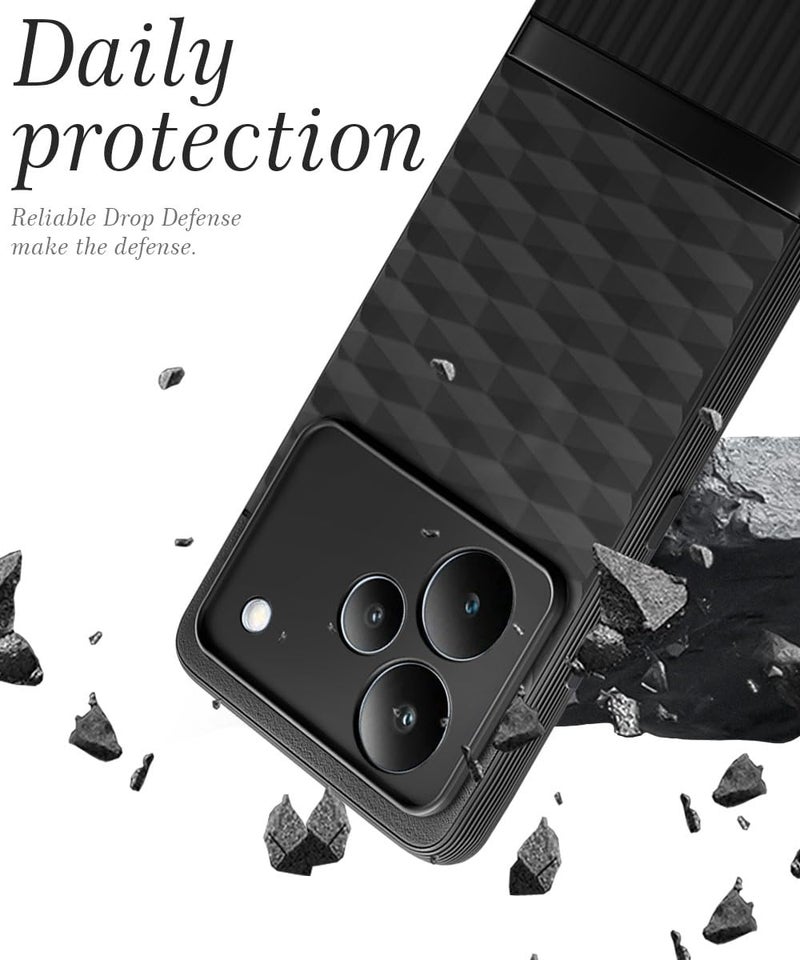 WOW IMAGINE Back Cover for Realme P4 5G with Hexa Cube Design | Ultra Slim Soft Rubberised Case | Inner Velvet Fabric | Matte Silicone Flexible Mobile Case | Camera Protection - Black - Image 3