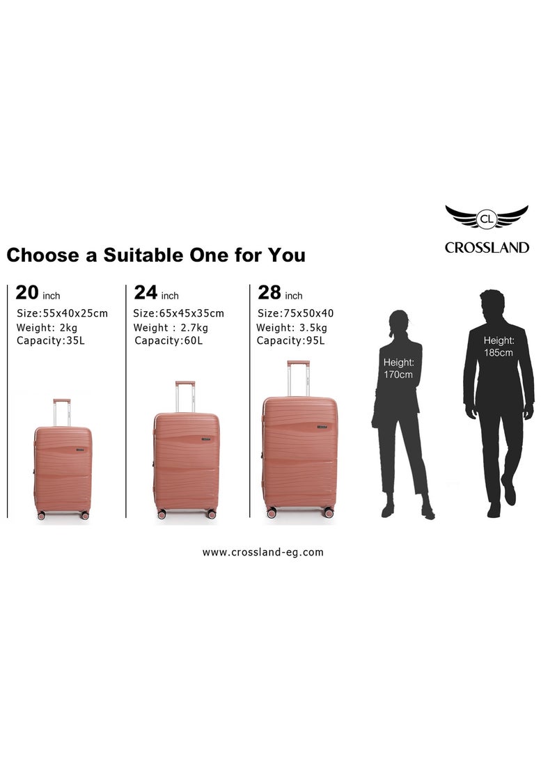 Crossland - CROSSLAND Unbreakable Cabin Size Trolley Luggage With TSA Lock,4 Silent Move Spinners Wheels, Double Expandable Zipper - 20 Inch - Image 1