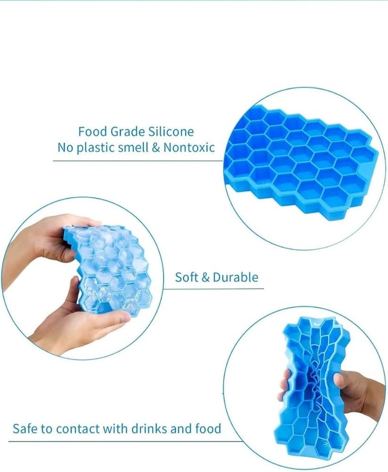 SHOWAY Silicone Ice Cube Trays with Removable Silicone Lids- 2 Pack- BPA Free Ice Tools- Hexagon Molds, Food Grade Kitchen Gadgets- Easy Release Flexible Trays - Image 4