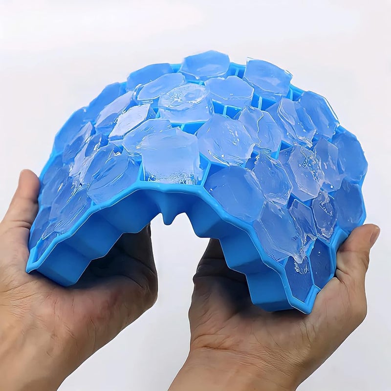 SHOWAY Silicone Ice Cube Trays with Removable Silicone Lids- 2 Pack- BPA Free Ice Tools- Hexagon Molds, Food Grade Kitchen Gadgets- Easy Release Flexible Trays - Image 2