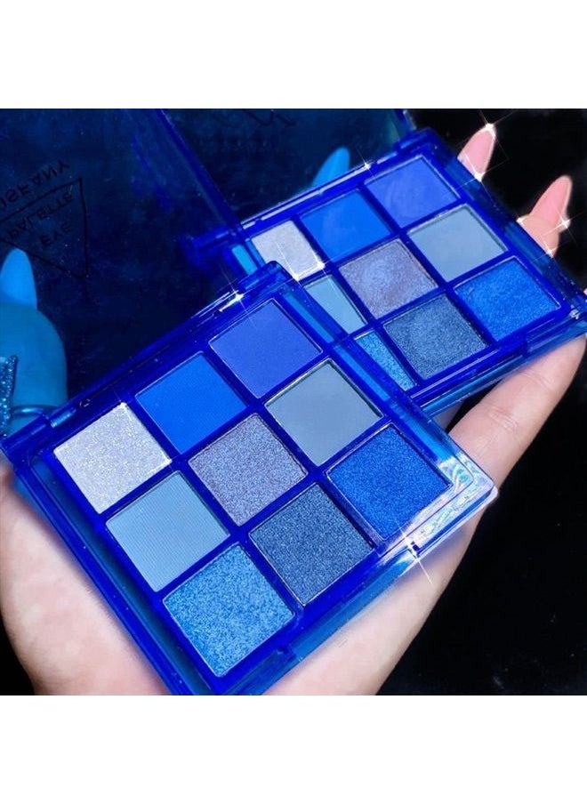 AMY'S DIARY - Blue Eyeshadow Palette Glitter Eye shadow Makeup,Navy Blue Eyeshadow Shiny Sparkle Shimmer Glitter blue Eyeshadow Waterproof Pallete,royal blue Glitter Blue Eye Eyeshadow Make Up(E) - Image 1