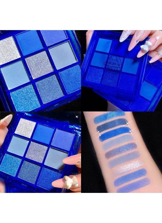 AMY'S DIARY - Blue Eyeshadow Palette Glitter Eye shadow Makeup,Navy Blue Eyeshadow Shiny Sparkle Shimmer Glitter blue Eyeshadow Waterproof Pallete,royal blue Glitter Blue Eye Eyeshadow Make Up(E) - Image 1