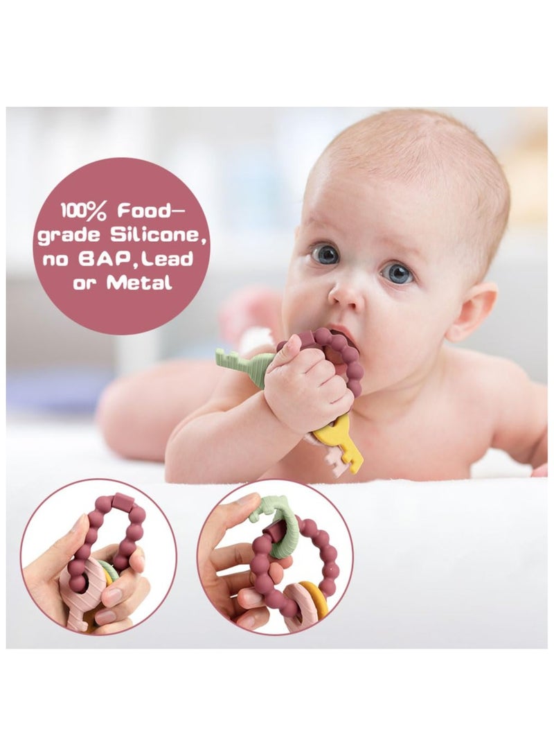 Mr. Penda Baby Teething Toys, BPA Free Baby Teether Baby Chew Soothing Infant Teething Ring for Babies Boys Girls Shower Gifts (Multicolour)  - Image 3