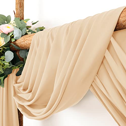 LINXTAR Wedding Arch Draping Fabric 30 x 18FT Sheer Chiffon Arch Drape Backdrop 2 Panels Champagne Drapes for Summer Wedding Bridal Shower Baby Shower Photo Booth Church Birthday Party Outdoor Decor - Image 3