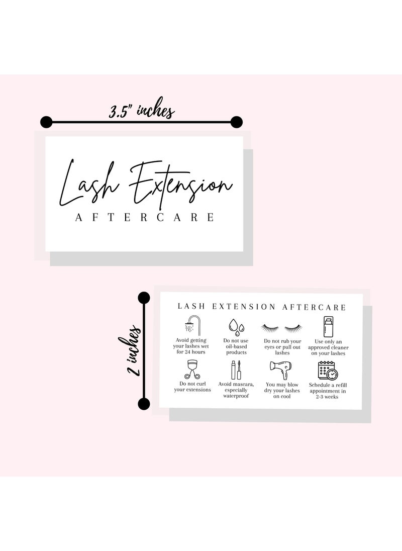 Lashicorn Lash Aftercare Extension Care Cards | 50 Pack | Eyelash False 2 x 3.5” inches Symbols 2-3 Week Refill Instructions Minimalist Gold foil Appearance Pink White and Black How to Care for Your Extensions  - Image 2
