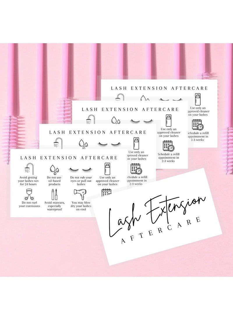Lashicorn Lash Aftercare Extension Care Cards | 50 Pack | Eyelash False 2 x 3.5” inches Symbols 2-3 Week Refill Instructions Minimalist Gold foil Appearance Pink White and Black How to Care for Your Extensions  - Image 4