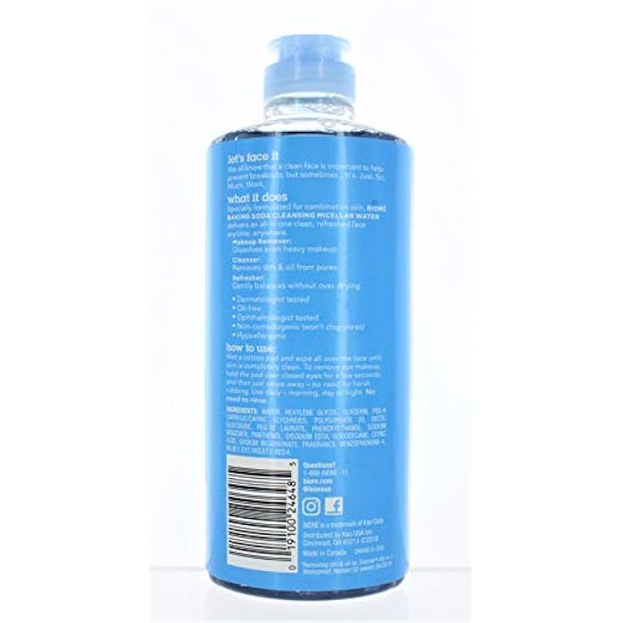 Bioré Biore Baking Soda Cleanser, Micellar Water 10 Ounce (296ml) (Pack of 1) - Image 2