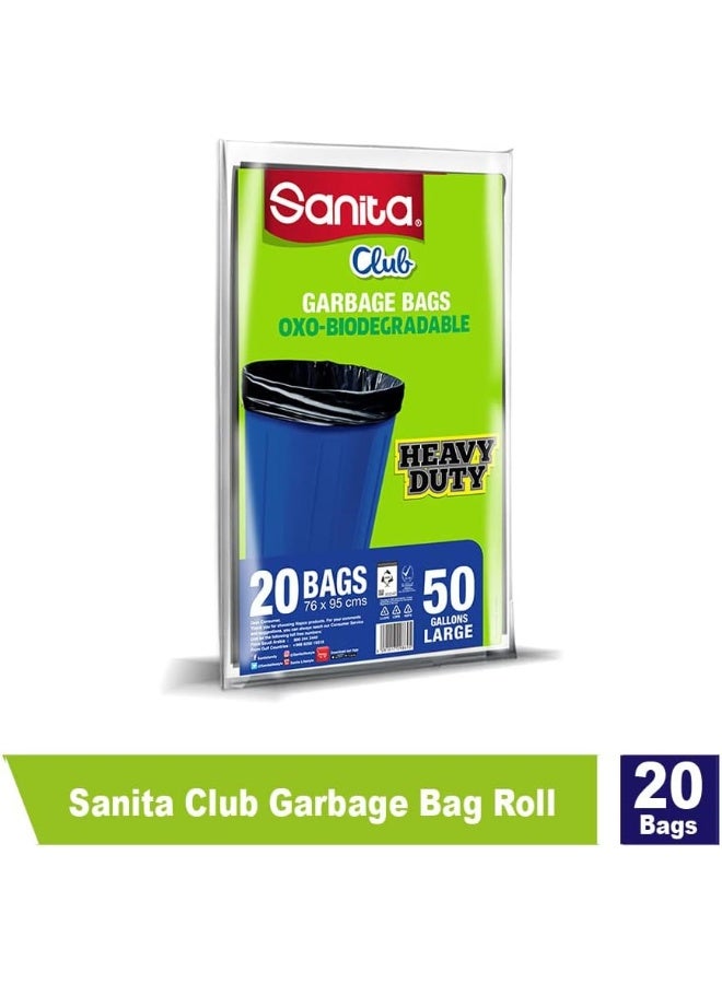 Sanita Club Garbage Bags Oxo-Biodegradable Large 50 Gallons Size 76 x 95cms 20pcs - Image 2