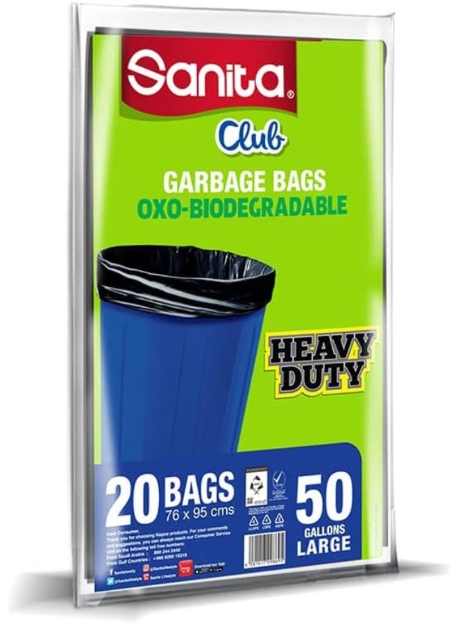 Sanita Club Garbage Bags Oxo-Biodegradable Large 50 Gallons Size 76 x 95cms 20pcs - Image 1