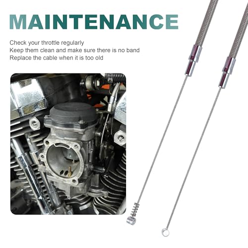 MoKitDora 54.59" Throttle Idle Cable Set for Harley 2000-2006 Softail Custom Night Train Deuce FXSTB FXSTC FXSTD Heritage Classic Fat Boy 16" Bars Stainless Steel Clear PVC Coated - Image 5