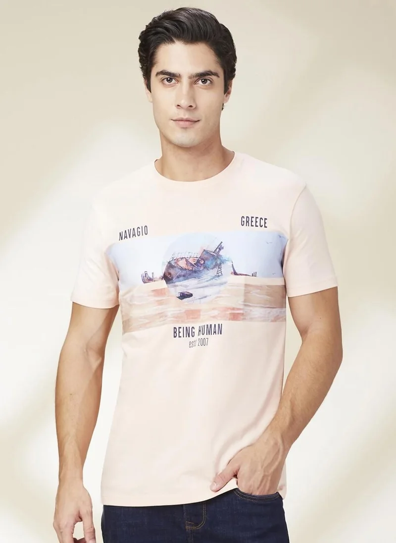 Being Human Men Graphic Printed Round Neck Cotton Slim Fit T-shirt