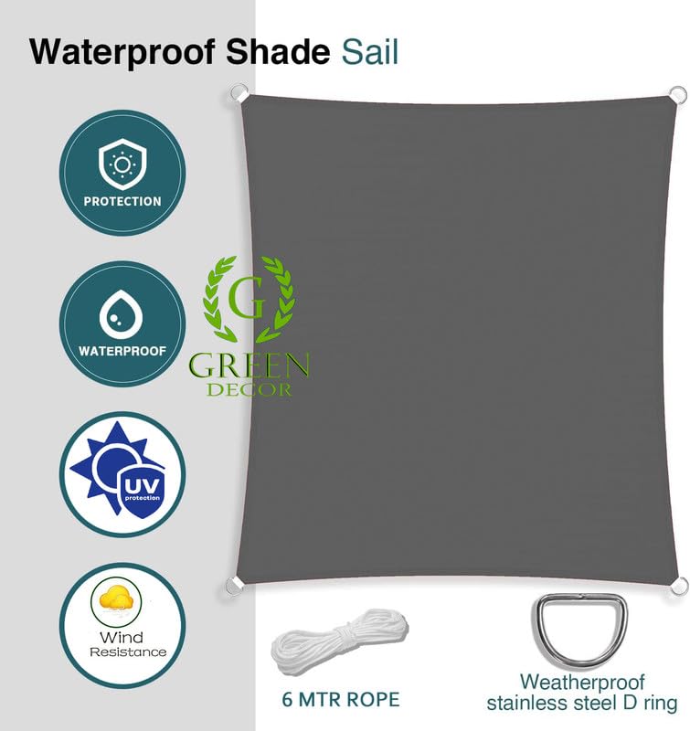 Green DECOR Outdoor Waterproof Sun Shade Sail Canopy Rectangle Complete UV Rain Protection for Car ParkingPatio and GardenBackyard Lawn with SS Triangle Rope Grey 95 X 16 Feet - Image 4