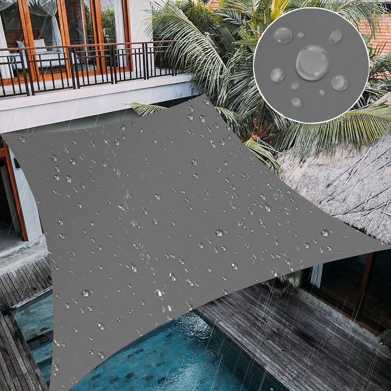 Green DECOR Outdoor Waterproof Sun Shade Sail Canopy Rectangle Complete UV Rain Protection for Car ParkingPatio and GardenBackyard Lawn with SS Triangle Rope Grey 95 X 16 Feet - Image 2