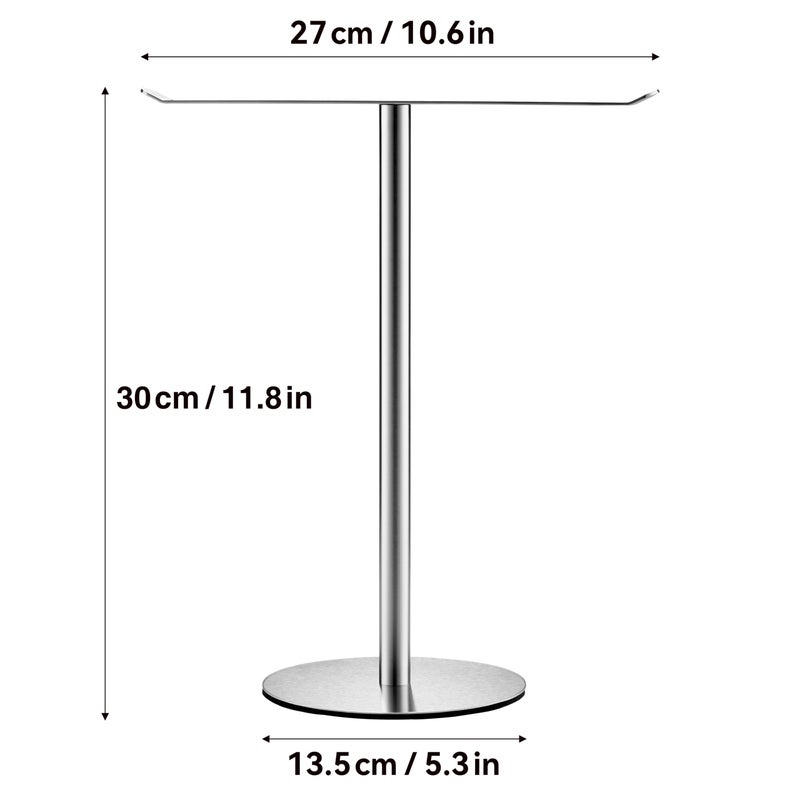 Keepmisc Silver Hand Towel Holder Stand â€“ Countertop T-Shaped Stainless Steel Towel Rack with Non-Slip Base for Vanity and Kitchen - Image 5