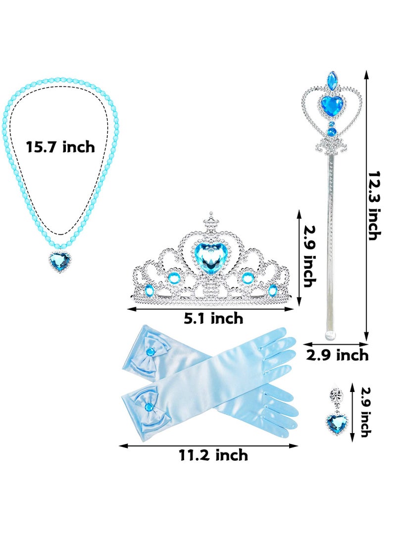 Mordely Princess Dress Up Accessories, Set of 6 Elsa Dress Up Set for Toddler Girls Kids Girls with Elsa Crown,Wand,Gloves,Necklace,Earrings,Bracelet Gift Sets for Little Girls Halloween Party Cosplay Set  - Image 3