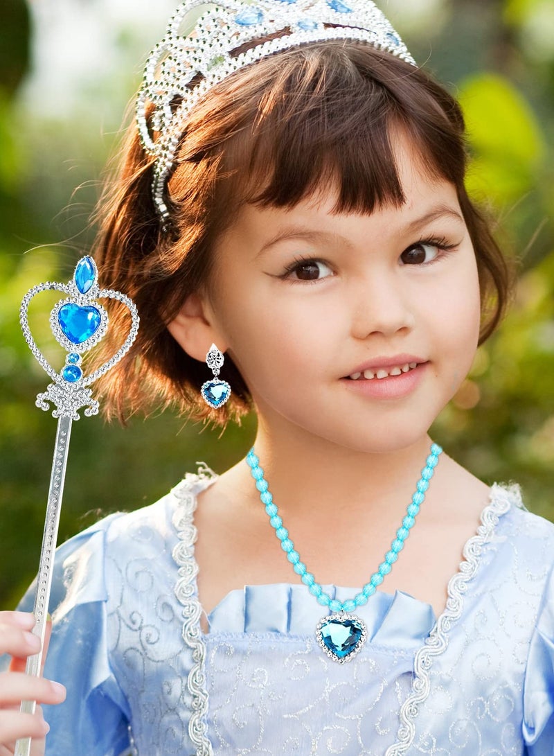 Mordely Princess Dress Up Accessories, Set of 6 Elsa Dress Up Set for Toddler Girls Kids Girls with Elsa Crown,Wand,Gloves,Necklace,Earrings,Bracelet Gift Sets for Little Girls Halloween Party Cosplay Set  - Image 4